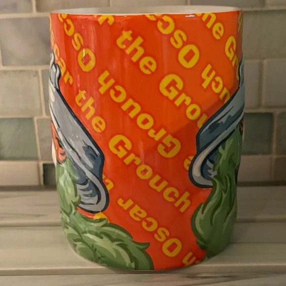 Oscar the Grouch Ceramic Coffee Cup / Mug - Green and Orange - Picture 4 of 4
